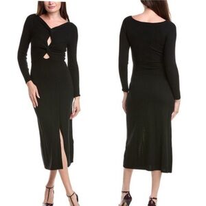 SANDRO WOOL & CASHMERE-BLEND SWEATER DREDS BLACK SIZE 38/M